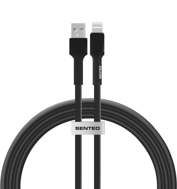 USB кабель Senteo SL-03 Silica Gel 3A Lightning 1м- чорний