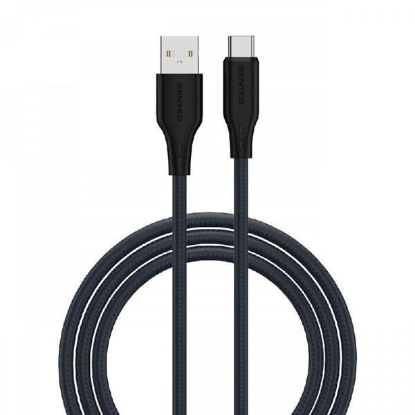 USB кабель Senteo SL-04 Embossed Silicone 3A Type-C 1м- чорний