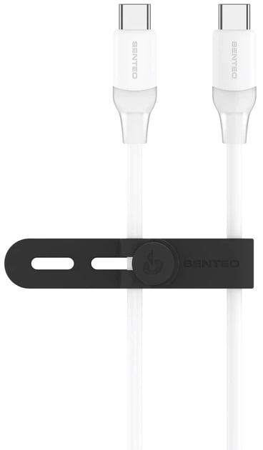 USB-C кабель Senteo SL-07 Skin Silicone 60W Type-C to Type-C 1.2м- білий