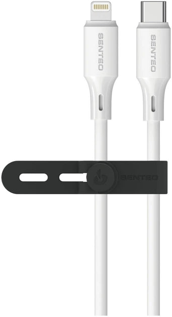 USB-C кабель Senteo SL-08 Nano Silicone 30W Type-C to Lightning 1м- білий