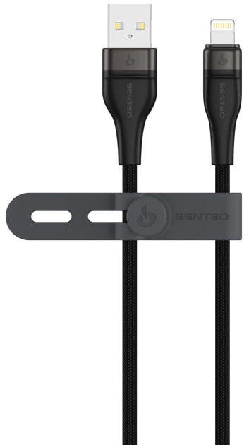 USB кабель Senteo SM-05 Onyx series 2.4A Lightning 1м- чорний