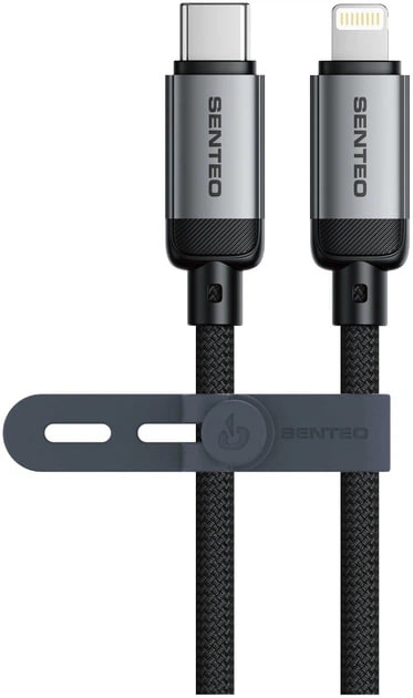USB-C кабель Senteo SM-06 Nano braided 30W Type-C to Lightning 1м- чорний