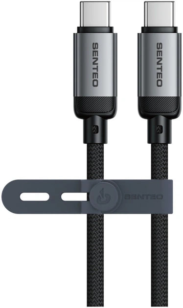 USB-C кабель Senteo SM-06 Nano braided 60W Type-C to Type-C 1м- чорний