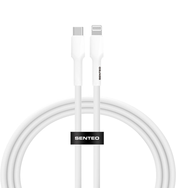 USB-C кабель Senteo SL-03 Silica Gel 20W Type-C to Lightning 1м- білий